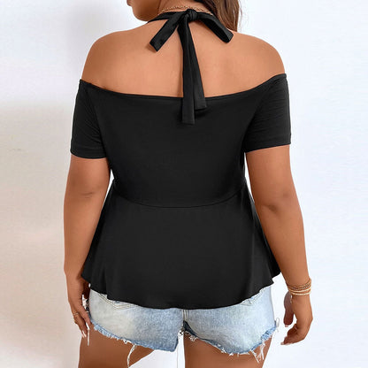 Plus Size Waist Sexy Halter Neck Elegant Top