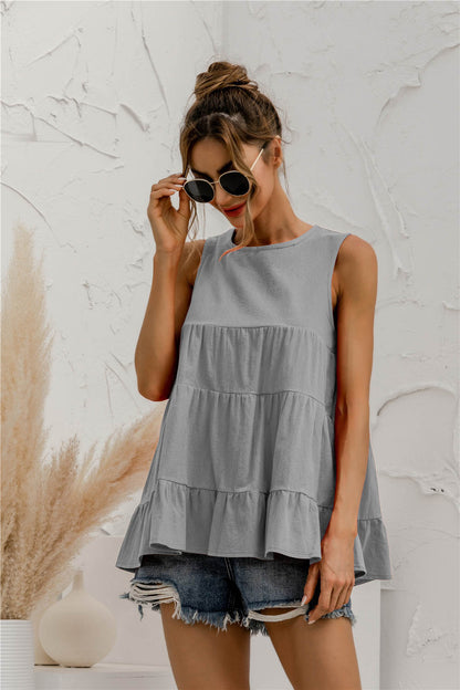 Sleeveless Multi-Section Loose Top