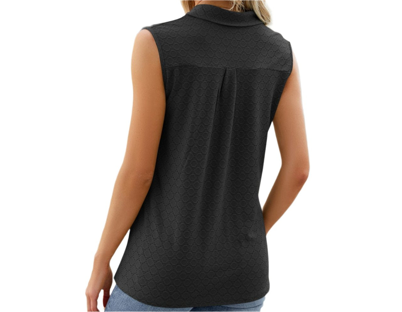 Polo Collar Sleeveless Top