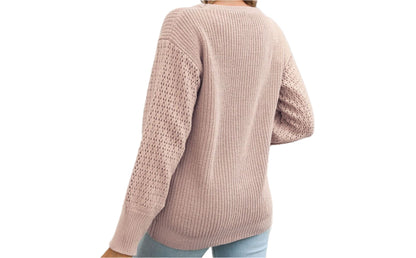 Hollow Cutout Sleeve Stitching Sweater