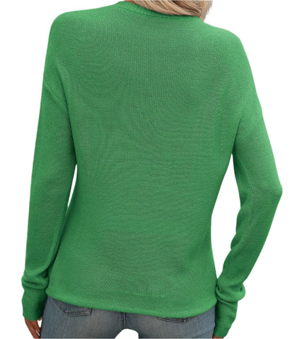 Long Sleeve Knitted Thick Needle Casual Sweater