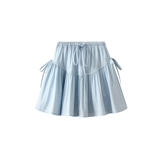 Bow Lace-up Puff Short Skirt