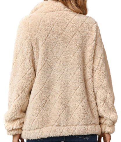 Autumn Winter Zipper Diamond Plush Coat