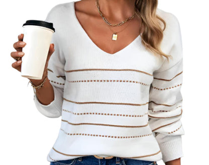 Striped V-neck Sweater