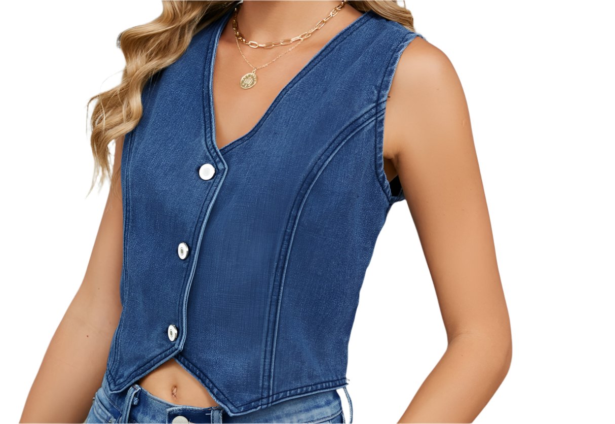 Washed Slim Fit Denim Vest