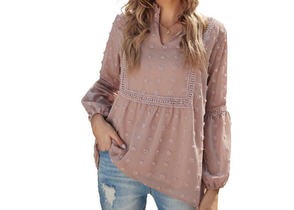 Lace Chiffon Long Sleeve Shirt Top