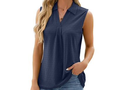 Polo Collar Sleeveless Top