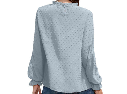 Chiffon Smocking Long Sleeve Shirt Top