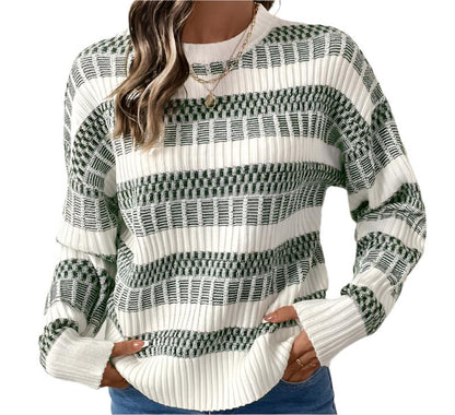 Casual Striped Contrast Color Sweater