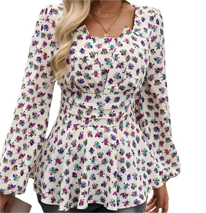 Puff Sleeve Floral Long Sleeve Top