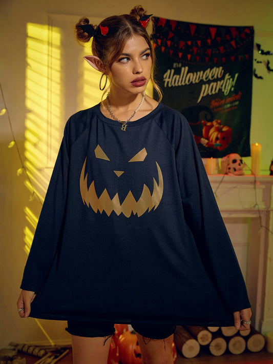 Halloween Printed Long Sleeve Loose Sweater