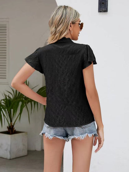 Short Sleeved Lace Ruffled Top