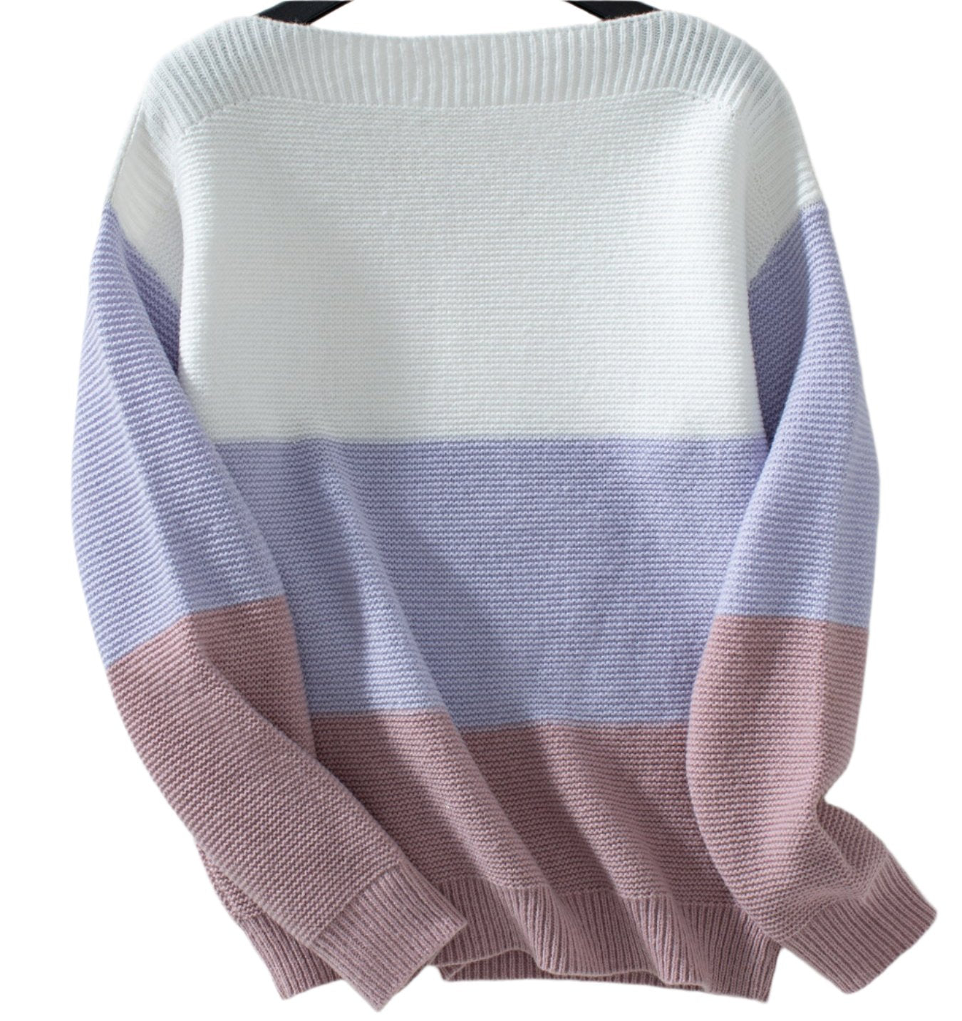 Contrast Color off Neck Button Pullover Sweater