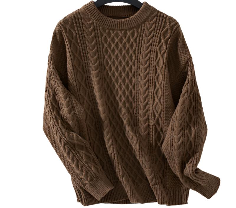 Twisted Cable Knit Pullover Sweater