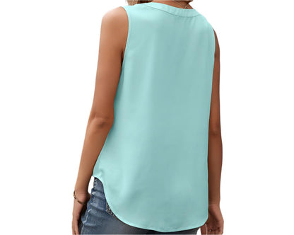 Solid Color V-neck Sleeveless Shirt Vest Top