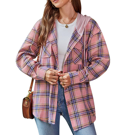 Casual Hoodie Plaid Shirt