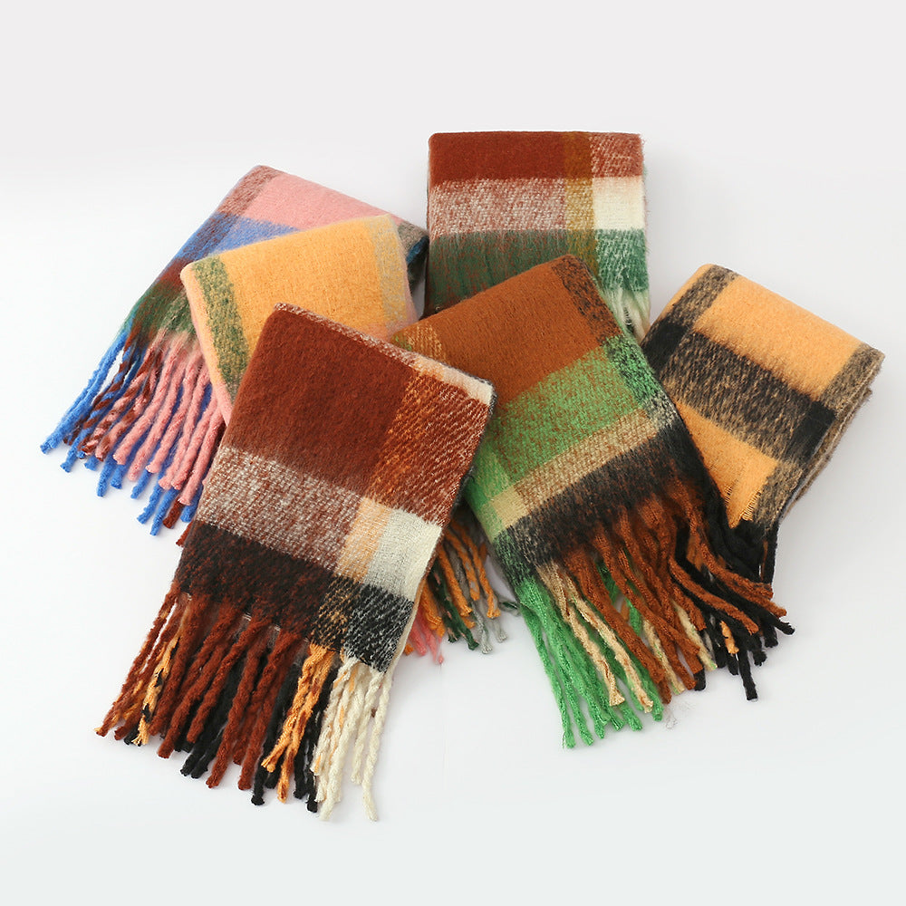 Cashmere Mohair Plaid Scarf