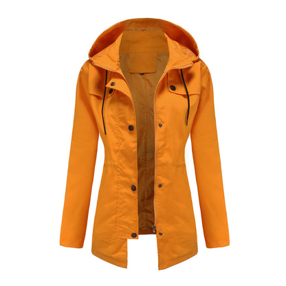 Windbreaker Mid Length Hooded Outdoor Raincoat