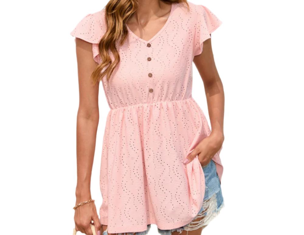 Casual Waist Tight Peplum Short Sleeve Top