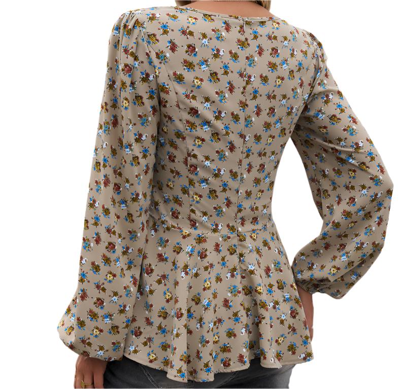 Puff Sleeve Floral Long Sleeve Top