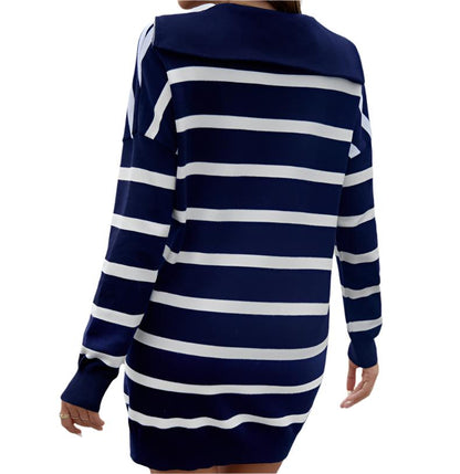 Striped Long Sleeve Sweater Dress