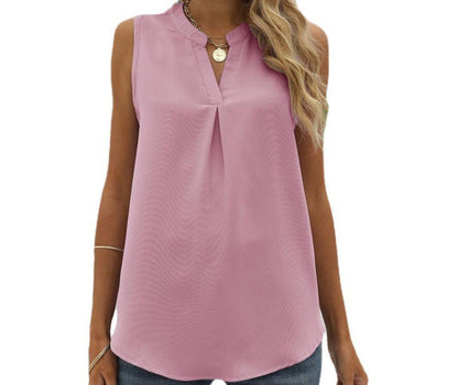 Chiffon Loose V-neck Sleeveless Top