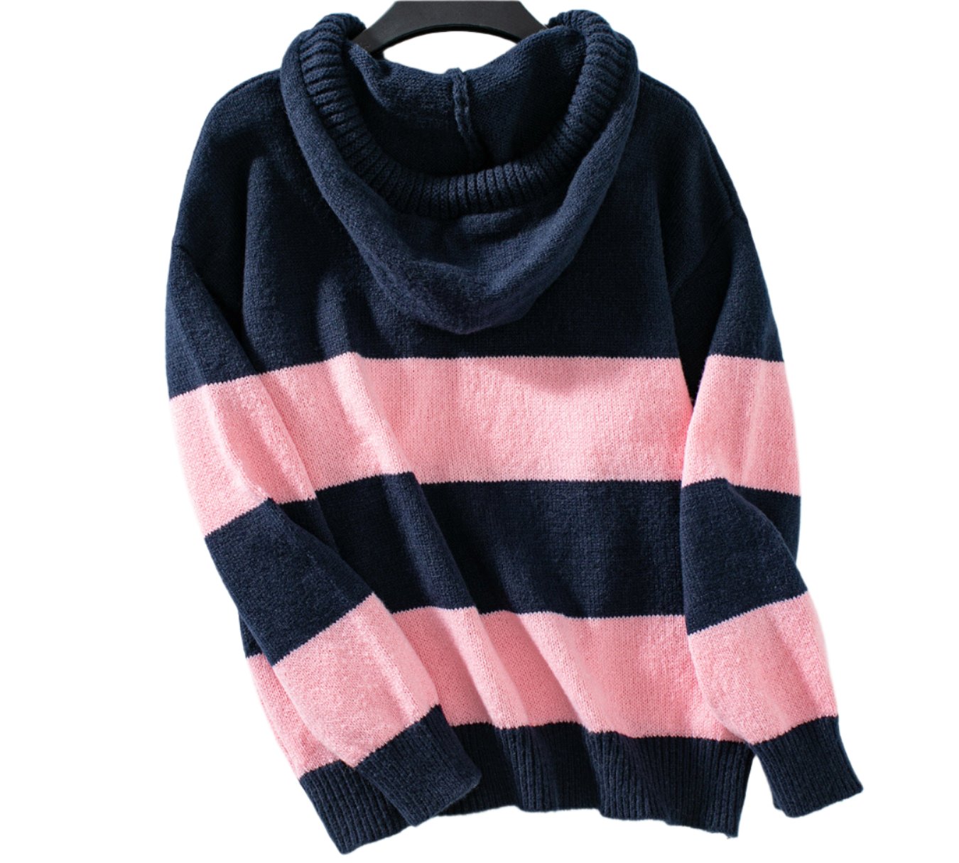 Hooded Color Contrast Pullover Sweater