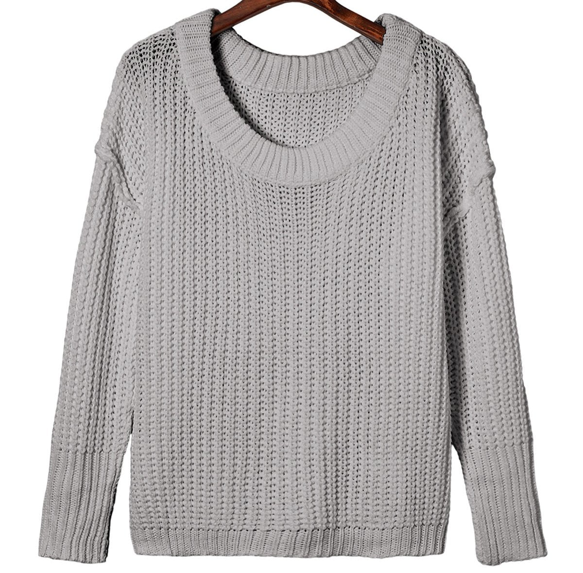 Knitted Loose Long Sleeve Pullover Crew Neck Sweater