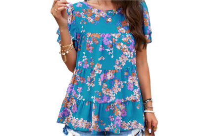 Casual Print Short Sleeved Top