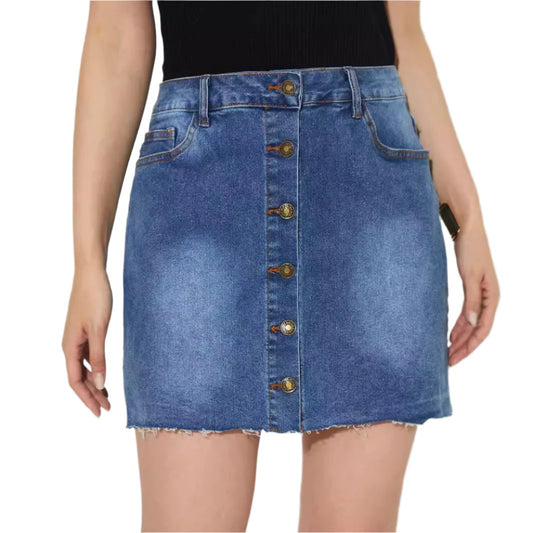 Button Denim Skirt