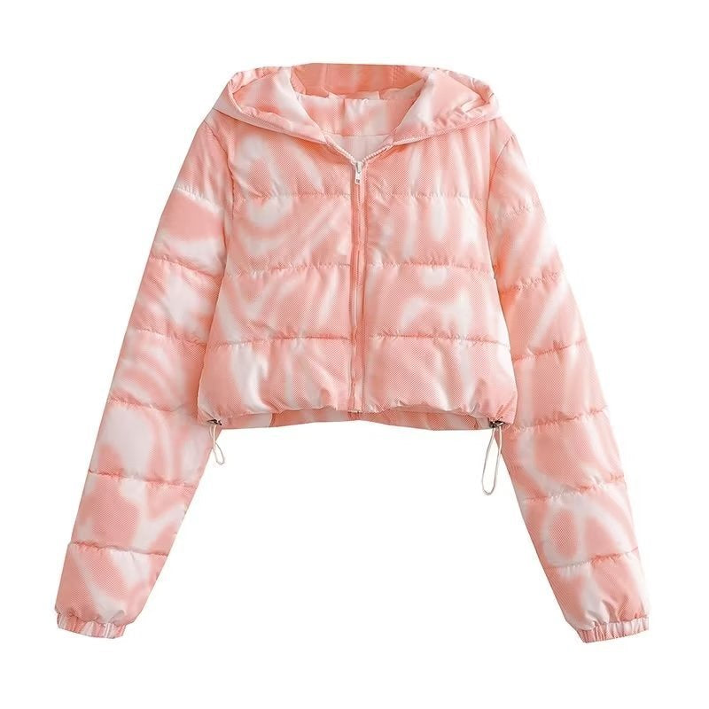 Tie-Dyed Printing Hooded Cotton Coat