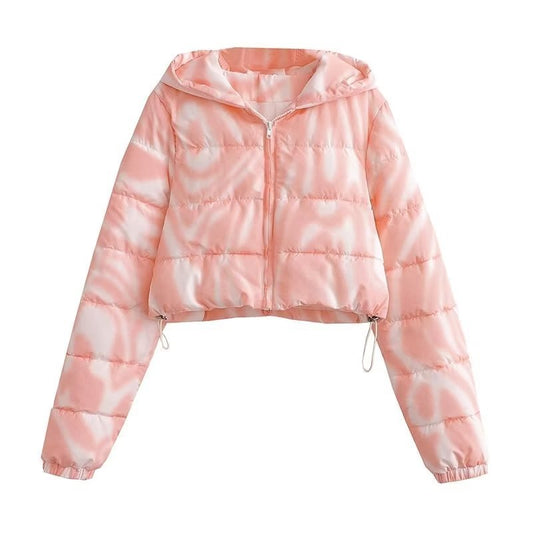 Tie-Dyed Printing Hooded Cotton Coat