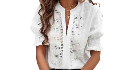 Casual Puff Sleeve Loose Fitting Top