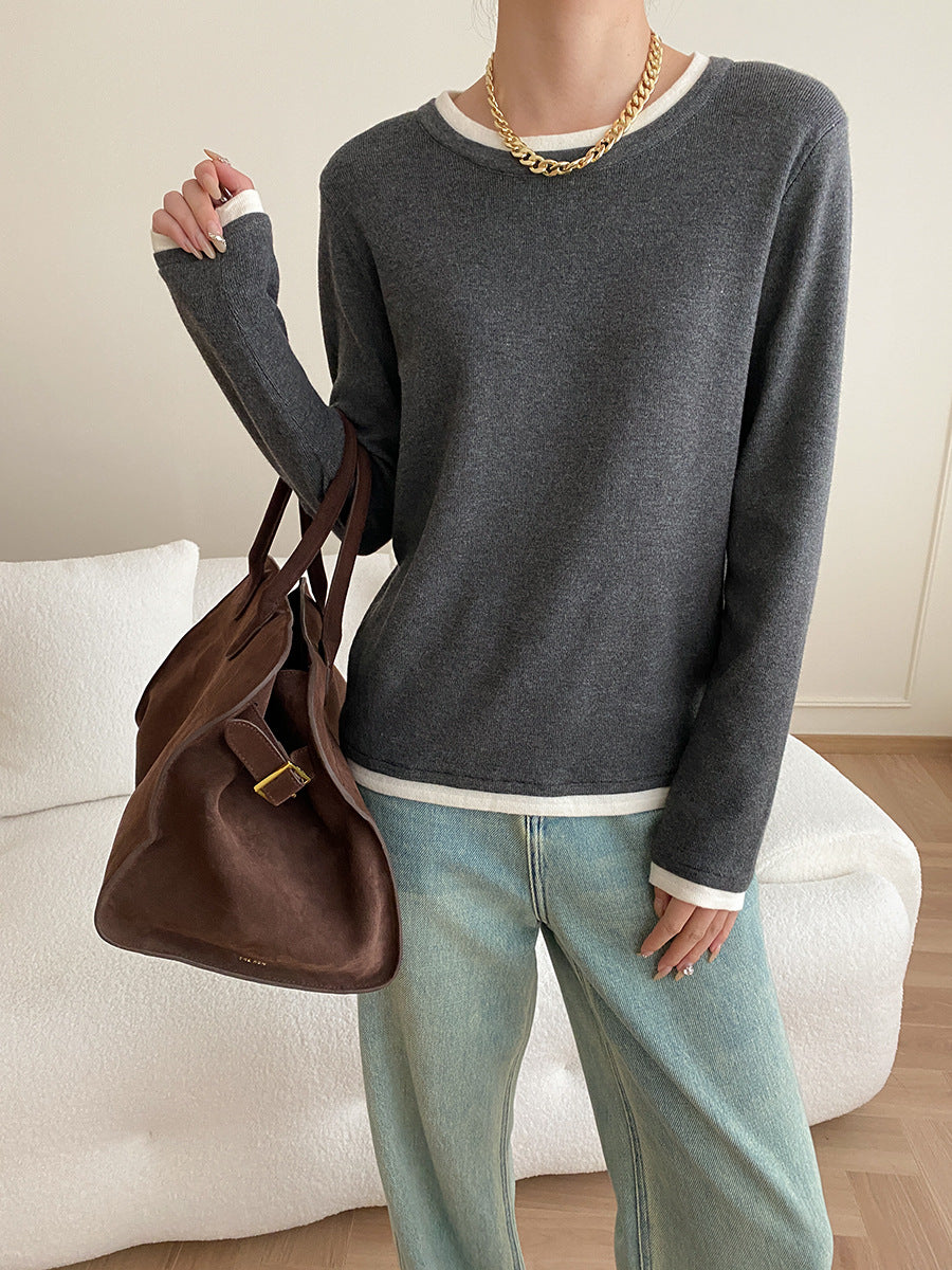 Fashionable Color Contrast Sweater