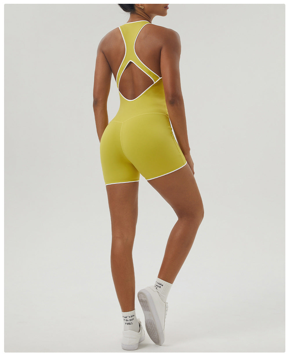 Sports Contrast Color I-Shaped Backless Romper