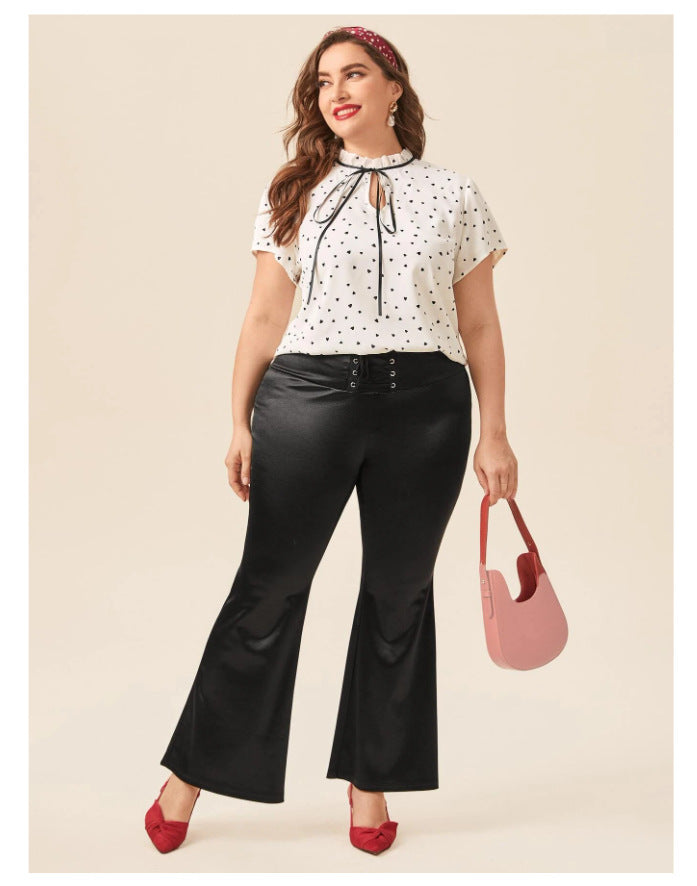 Plus Size Loose Short Sleeve Blouse