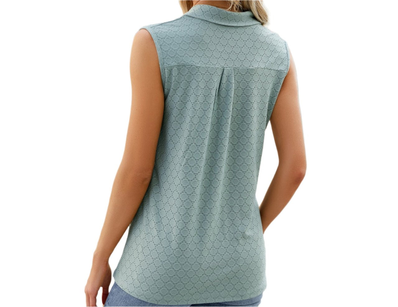 Polo Collar Sleeveless Top