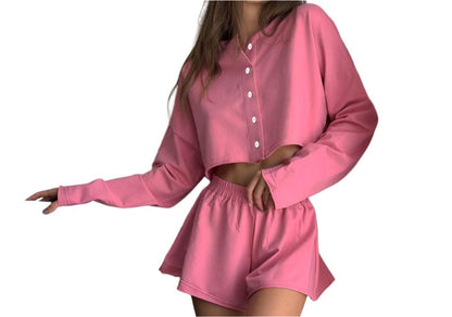 Long Sleeve Top Shorts Pajamas Set