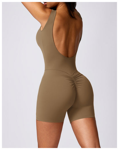 High Strength Sports Back Shaping Yoga Nude Feel Hip Raise Skinny One Piece Workout Romper