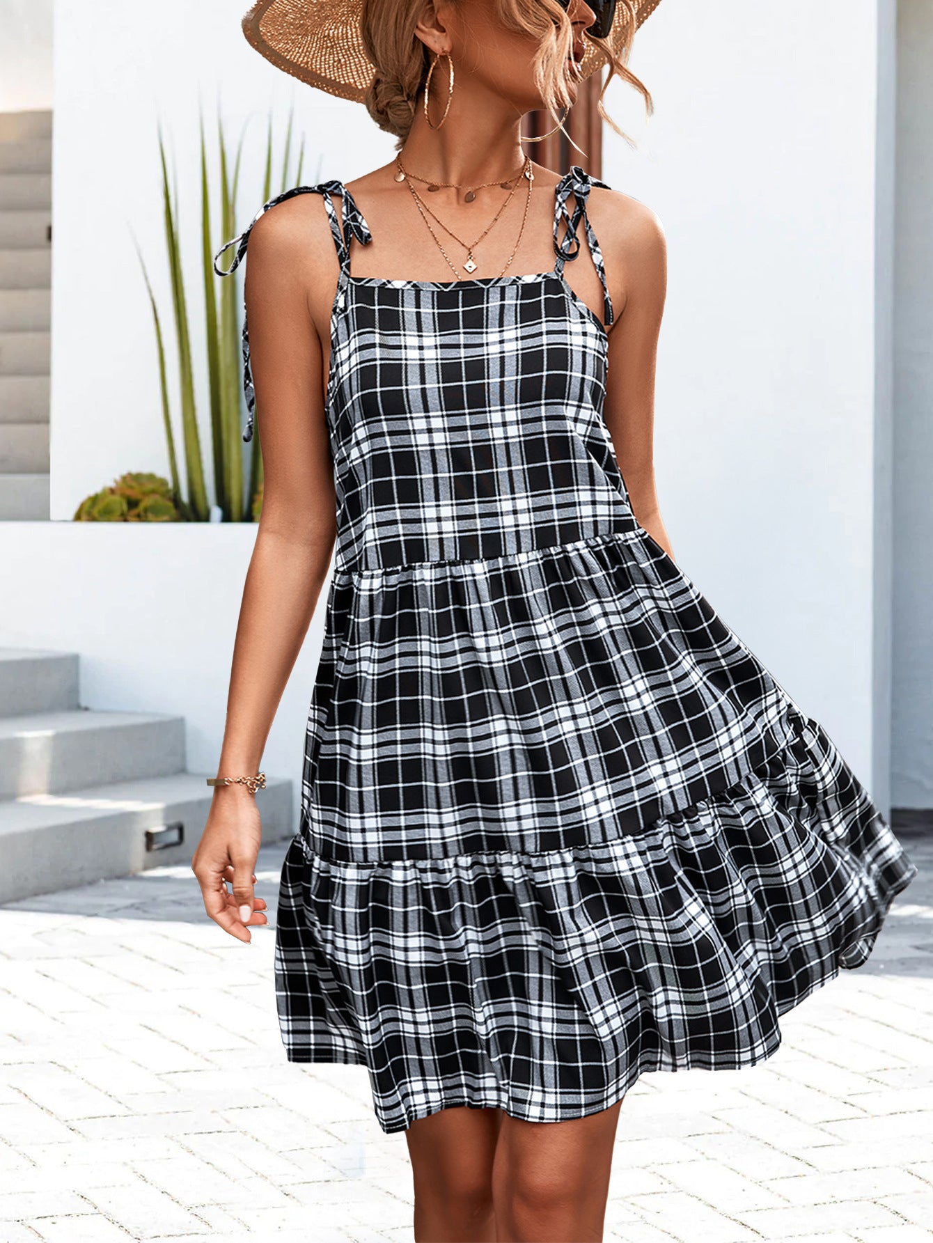 Classic Plaid Strap Dress