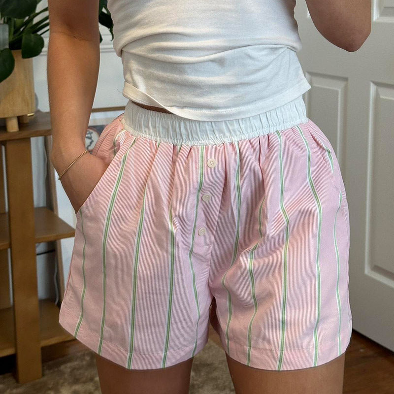 Casual Stripes Pajamas Shorts