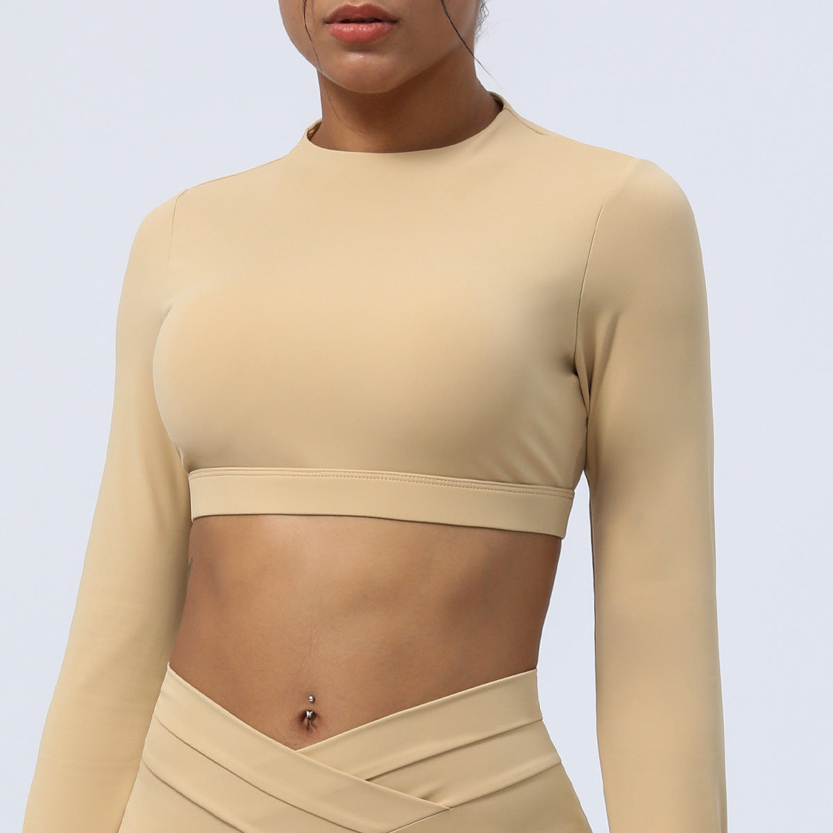 Hollow Cutout Back Yoga Long Sleeves Cropped Sports Top