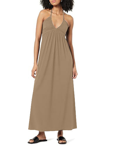 V-Neck Halter Backless Pleated Sleeveless Dress