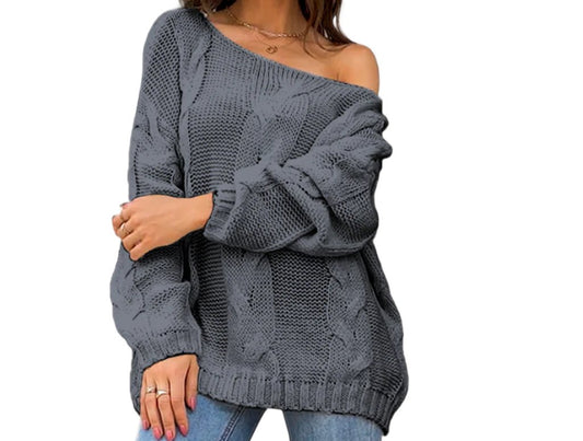 Loose Off Shoulder Pullover Sweater