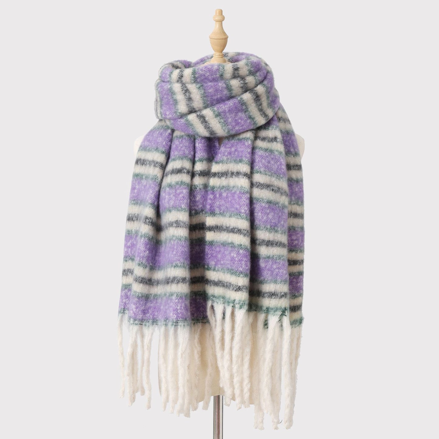 Mohair Striped Scarf Shawl