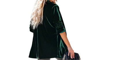 Velvet Stretch Pocket Long Sleeve Cardigan