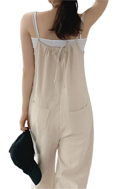 Linen Cotton Suspender Jumpsuit