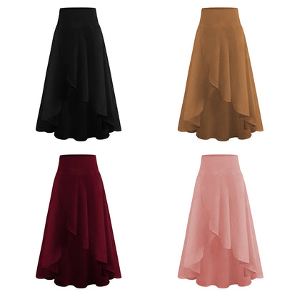 Ruffled Asymmetric Elegant Drape Skirt