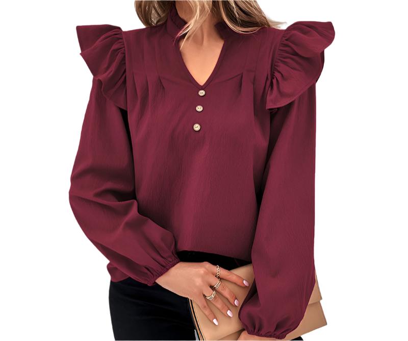 Ruffle Shoulder Sleeves Shirt