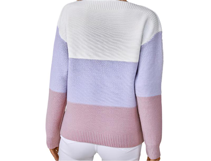 Contrast Color off Neck Button Pullover Sweater